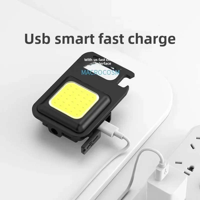 Mini Keychain Lamp TYPE-C Charging Camping Multi Functional Portable Strong Light Magnetic Work Light Keychain Flashlight