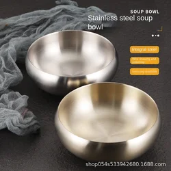 Korean stainless steel rice bowl barbecue shop commercial Haojin double-layer insulated soup bowl double-layer bowl set