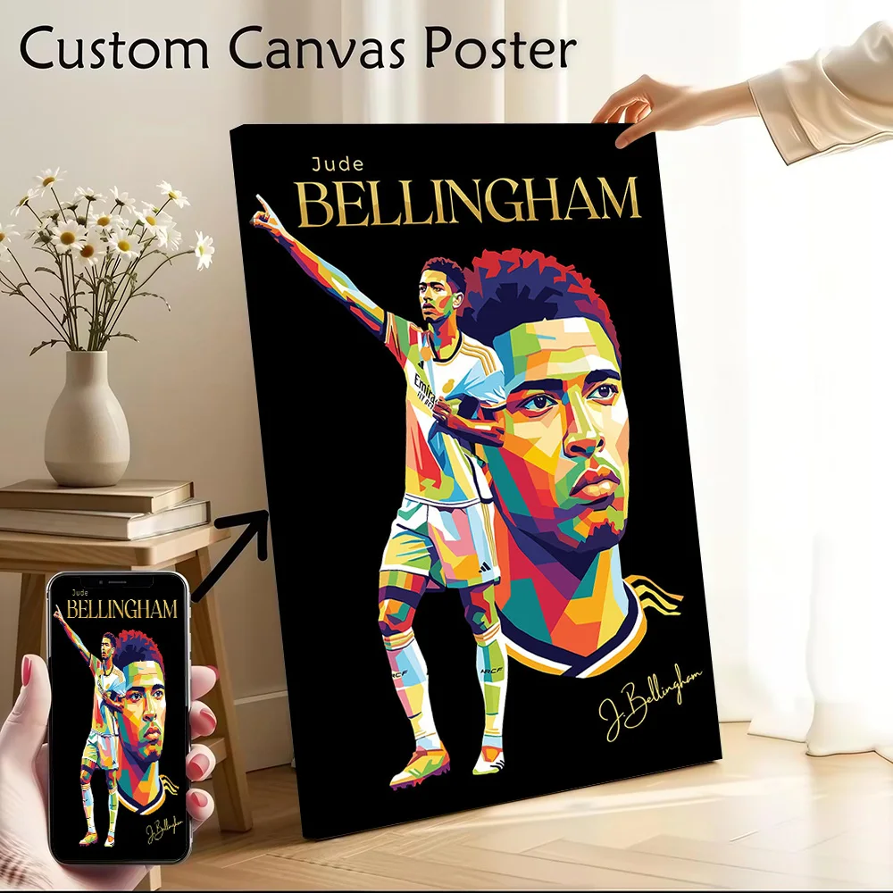 Jude Bellingham Pop Art Portrait Canvas Poster Customizable Printed Canvas Painting Wall Art for Fans Home Decoration Ornaments
