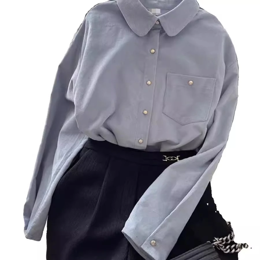 

Синий корейский женский модный универсальный длинный топ све на одной пуговице с небольшим воротником TT158