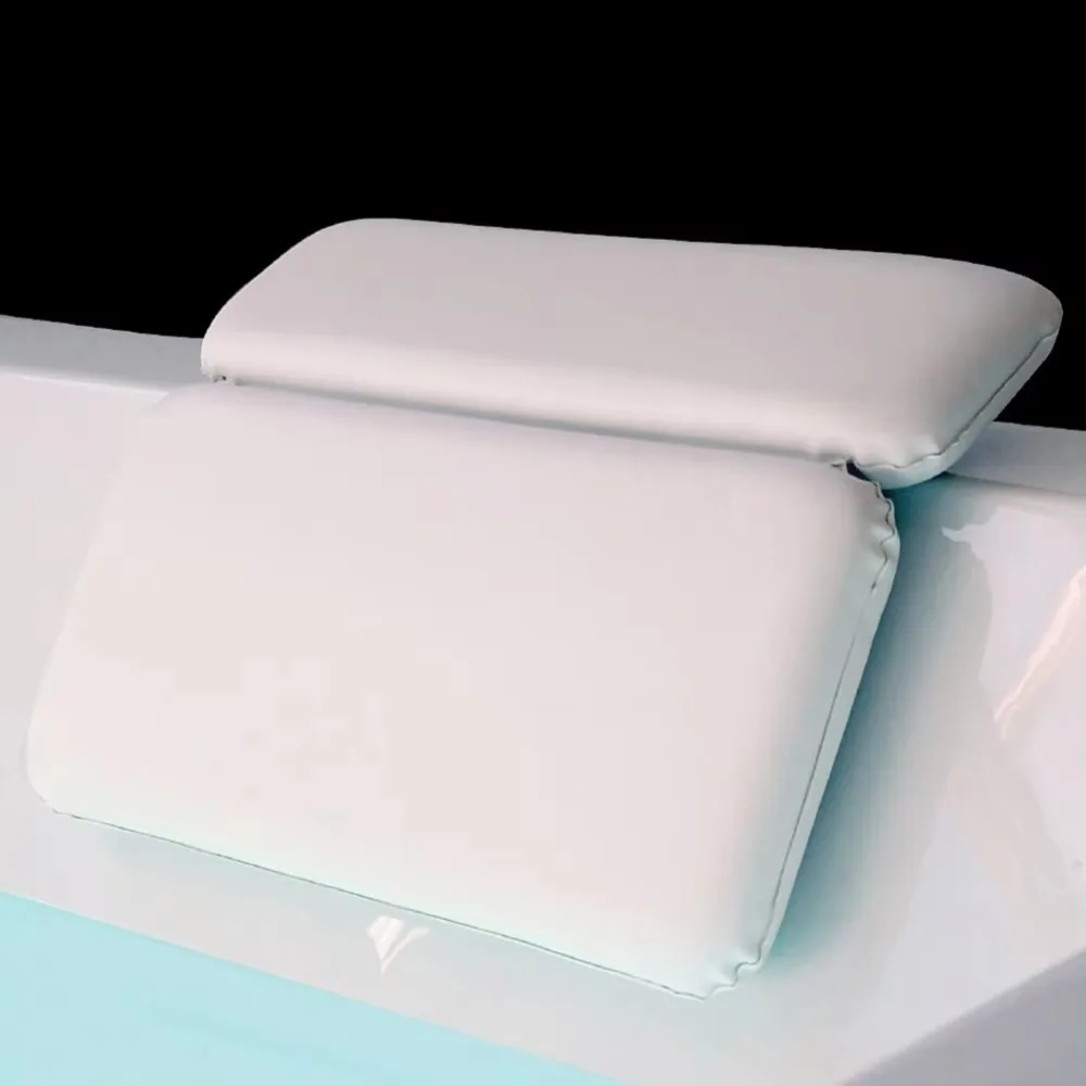 

2-Panel Shoulder Suction Cup Bath Pillow Waterproof Mildew-proof Folding Bathroom Pillow Non-slip PU Foam Pillow Home Decor