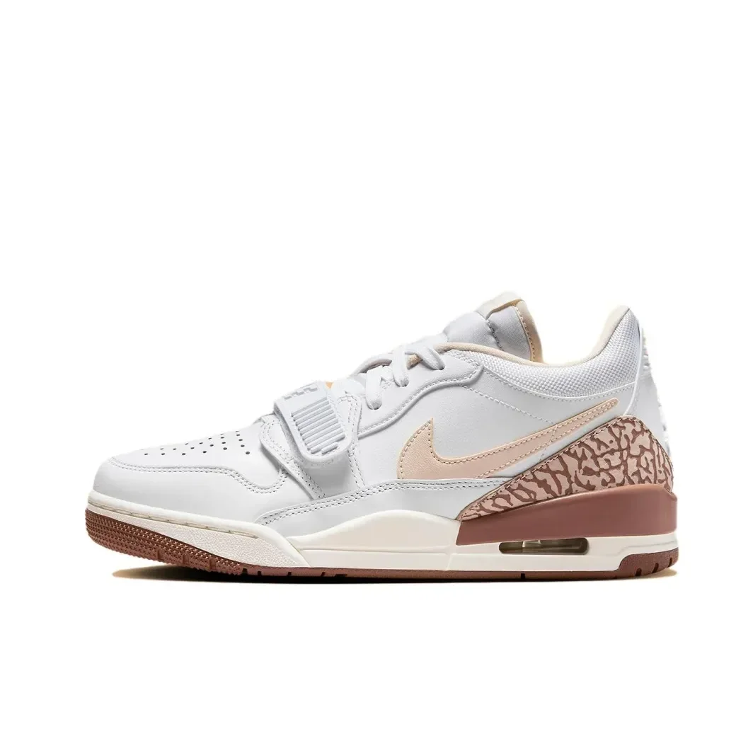 Nike AIR JORDAN LEGACY 312 Low Men's and Women's Basketball Shoes Shock Absorbing and Slip Resistant White and Brown Colorways