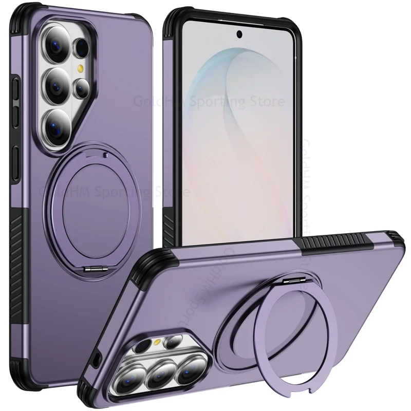For Magsafe Ring Stand Armor Shockproof Case For Samsung S26 UItra Candy Color Magnetic Cover For Galaxy S25 S24 S23 Ultra Shell