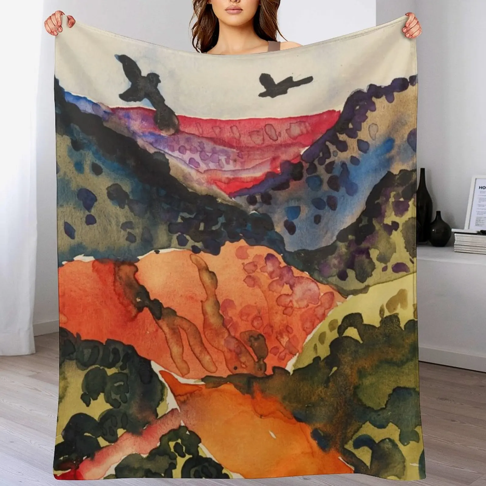 Georgia O'Keeffe, Canyon with Crows Throw Blanket Shaggy Fashion Sofas for sofa Blankets