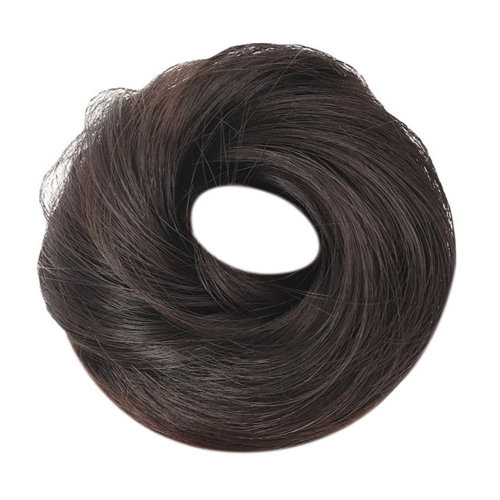 أزياء رقيق فوضوي كعكة Scrunchies مستقيم الشعر مطاطا كعكة الشعر الاصطناعية الذهبي براون المطاط الفرقة أوبدو تصفيفة الشعر