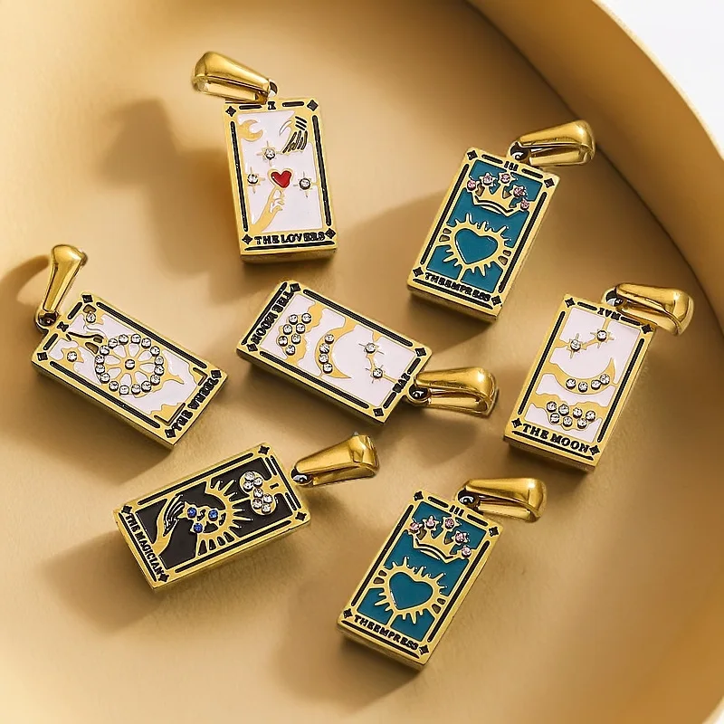 

Mysterious Tarot Card Pendant DIY Jewelry Making Charm 18K Gold Plated Suitable for Daily Wear Stainless Steel Women's Gift