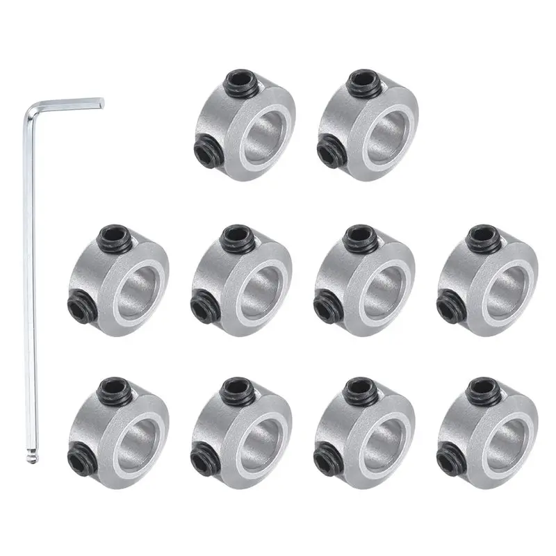 B23B Aluminum Alloy Shaft Collar,6Mm Bore 6Mm Thick 10Pack Axle Collars 12Mm OD Locking Ring With Ball Head Hex Key