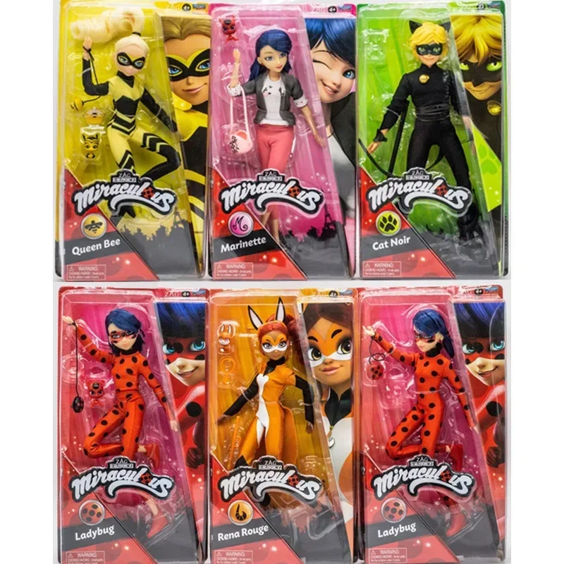 Anime Miraculous Ladybug Cat Nior 28CM Action Figure Marinette Queen Bee Joints Movable Dolls Toy Model Collectible Kids Gifts