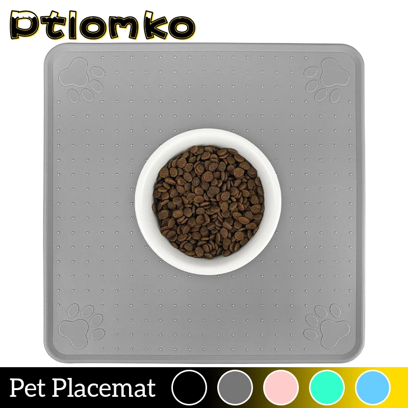 Pet Placemat Dog Food Mat Cat Bowl Pad Puppy Kitten Bowl Mats Waterproof Non-Slip Silicone Suitable For Small Medium Dogs Cats