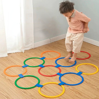 Outdoor Kids Funny Physical Training Sport Toys Lattice Jump Ring Set Game with 10 Hoops 10 Connectors for Park Play Boys Girls