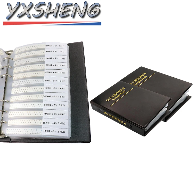8500PCS 0402 0603 0805 1206 Resistor Sample Book 5% SMD Assorted Kit 10K 100K 1K 1R 100R 220R 170Values Each 50PCS