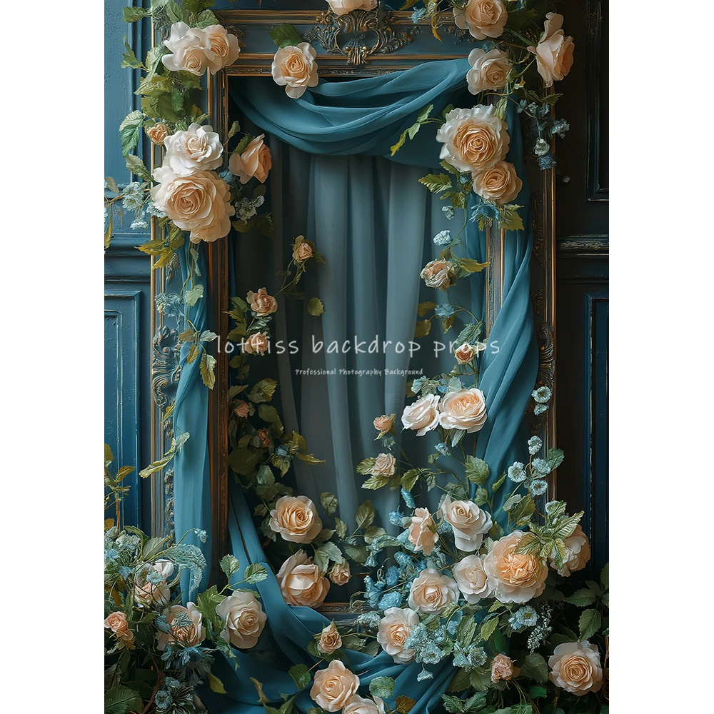 Vintage Picture Frame Backdrops Kids Adult Photogaphy Props Child Baby Photocall Decors Artistic Floral Photo Backgrounds