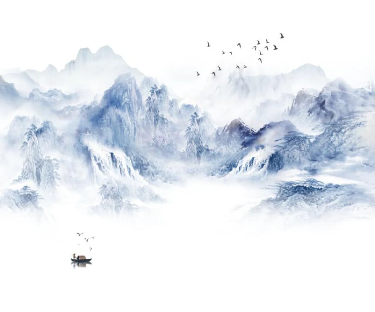Customized Wallpaper atmospheric new Chinese ink landscape sofa bedside background decoration papel de parede wall paper