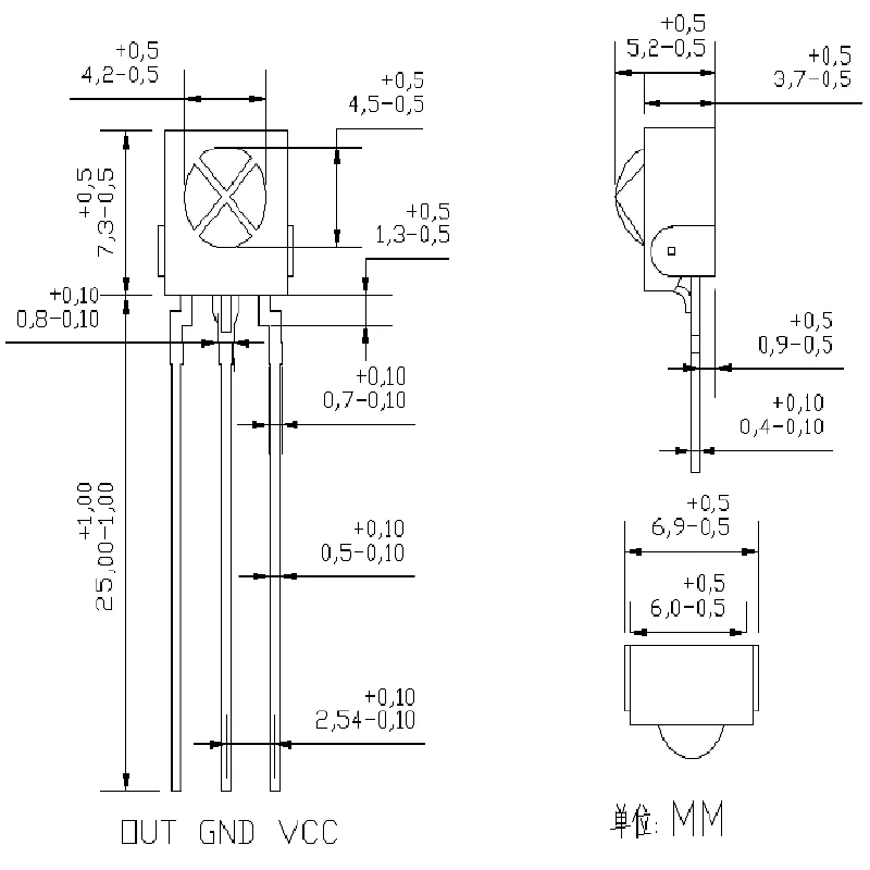 50pcs IRM1838D Metal Shield Infrared Receiver Head, Plastic Encapsulation, Nose-shaped, Integrated for Household Appliances