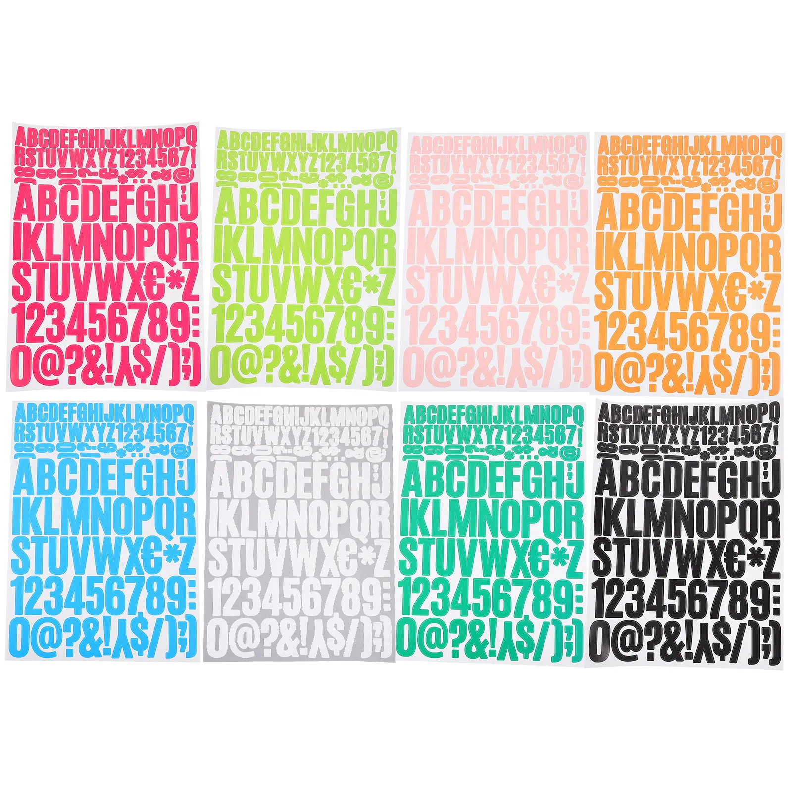 

8 Sheets Alphabet Number Stickers Waterproof English Letters Decals for Laptop Bottle Scrapbooking Journals DIY Craft Supplies