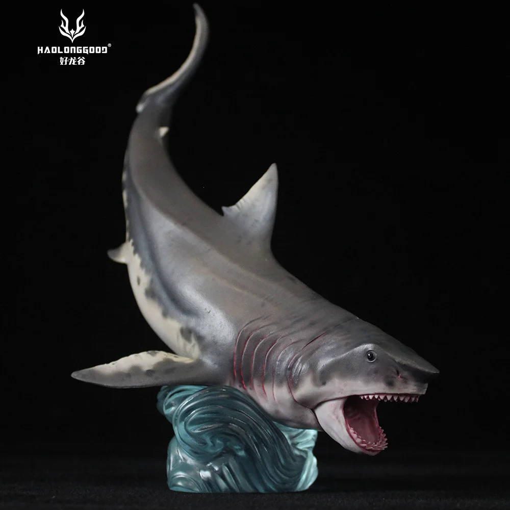 Haolonggood Megalodon Shark With Base Prehistoric Animal Toy Figure