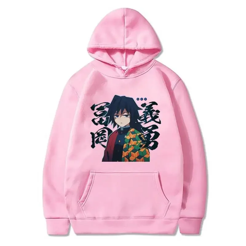 Japanischer Anime Demon Slayer Tomioka Giyuu Muster bedruckter Herren-Hoodie mit langen Ärmeln, Streetwear, Unisex