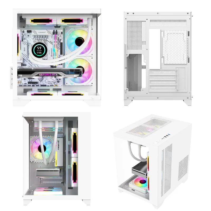 Custodia per PC AOC CG391 Custodia per desktop da gioco MATX Supporta il raffreddamento ad acqua 240 con 3 ventole ARGB Custodia per computer Sea View Room 