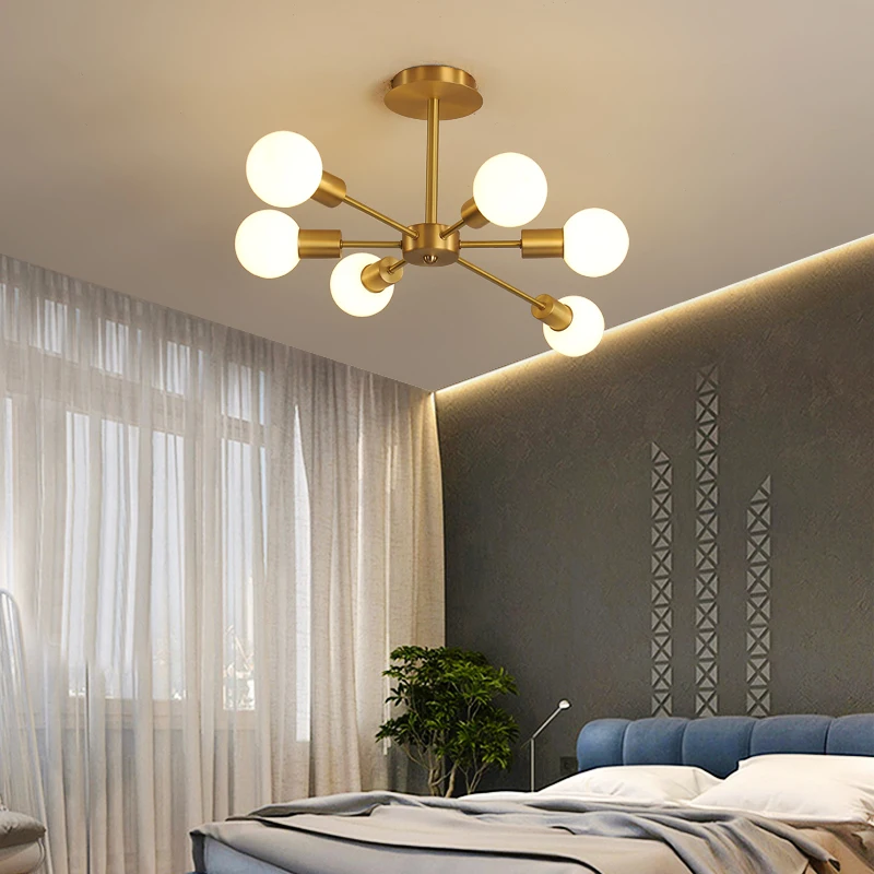 Nordic Lamps Copper Lamps Simple Modern Style Creative Chandelier For Restaurant Bedroom Magic Bean Bar