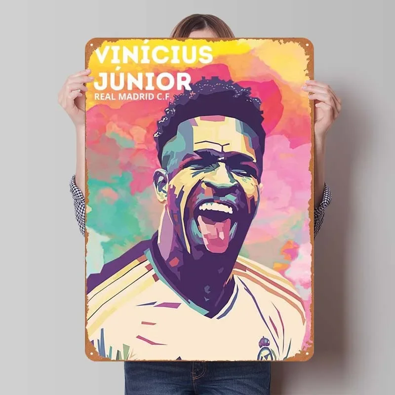 Винтажный металлический знак Vinicius JR, Оловянная жесть, декор для комнаты, винтажный декор для паба, клуба, спальни, настенное украшение для дома, художественная роспись