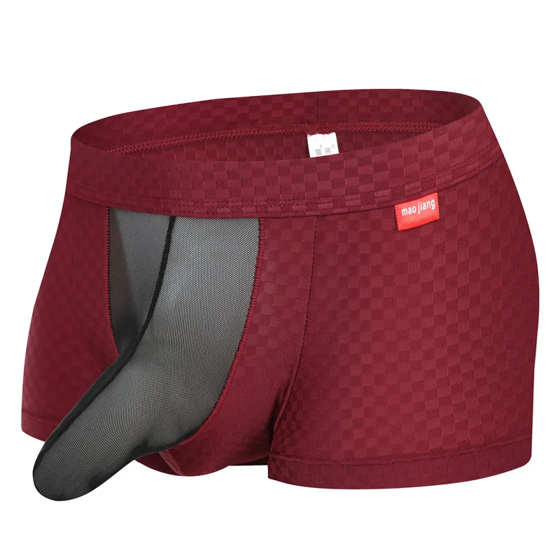 

Мужское нижнее белье, сексуальные нейлоновые сетчатые шорты из ледяного шелка, дышащие шорты с подушкой безопасности, дышащие трусы с низкой талией, нижнее белье Homme