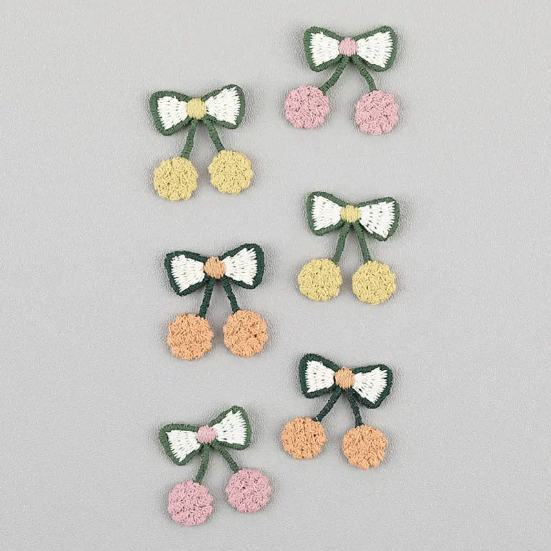 30Pcs Small Cherry Embroidered Hair Clip Accessories For DIY Clothing Hat Shoe Flower Decorations Patches