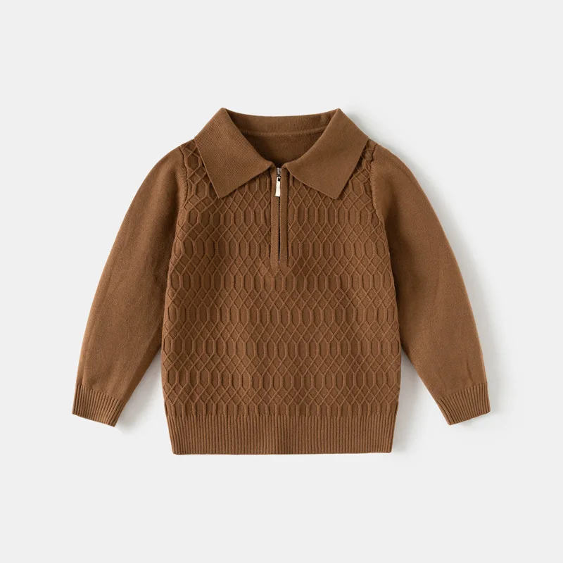 UNITIM Autumn Winter Kid Boy Sweater Turn Down Collar Children Boys Pullovers Loose Knitted Long Sleeve Undershirts for Baby Boy