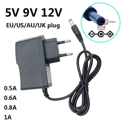 5V 9V 12V 0.5A 0.6A 800mA 0.8A 1A AC/DC Power Supply Adapter Adaptor Converter Switching 5.5*2.5mm-2.1mm EU US AU UK Adaptador