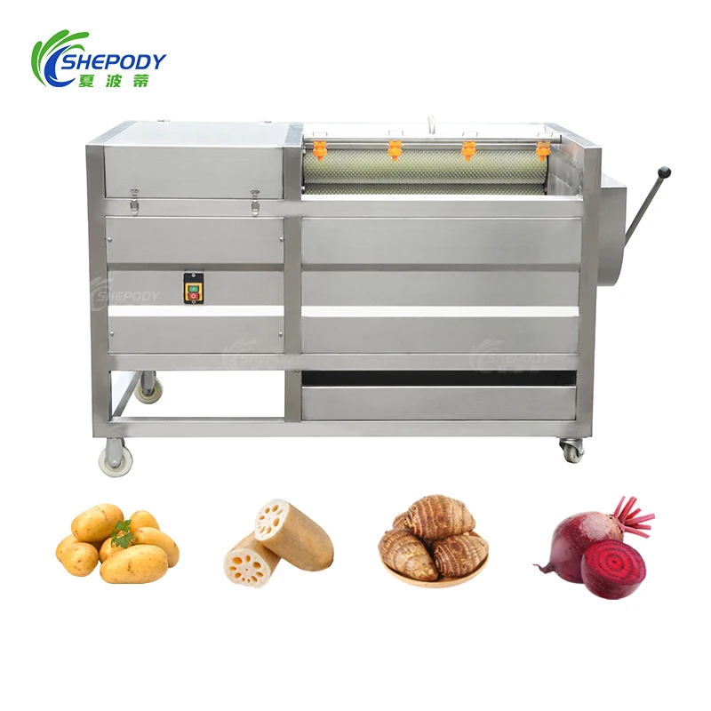 Commercial Fruit Cleaning Vegetables Cleaning Machine Roller Brush Vegetable Carrot Peeling Potato Batch Washing Peeling Machine