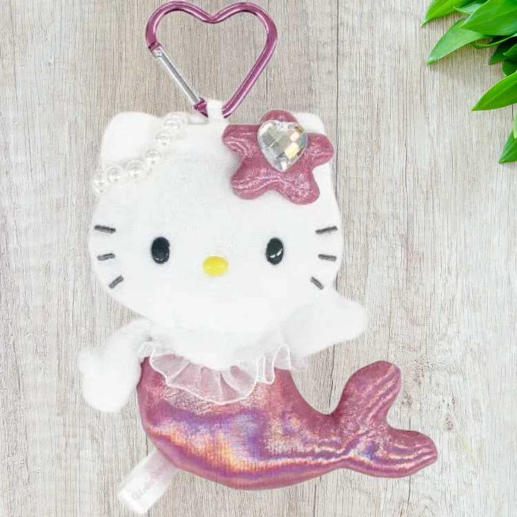 Sanrio Hello Kitty Fantasy Mascot Keychain Mermaid Dark Pink Cute Dolls Plush Charm 13cm Height Sanrio-2504-0026