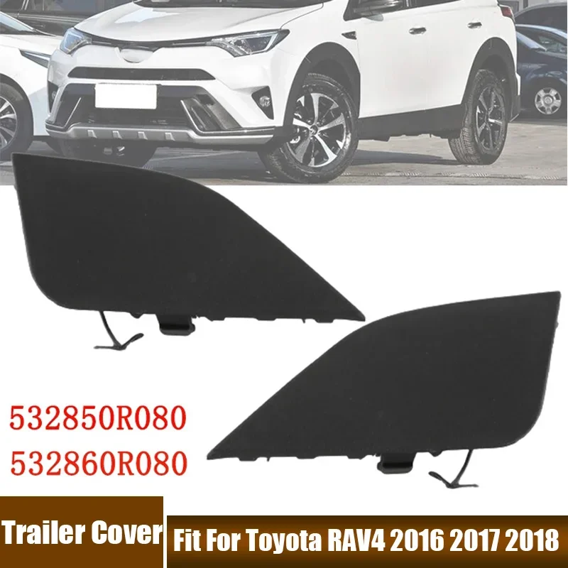 A Pair of Car Front Bumper Towing Hook Eye Cover Fit For Toyota RAV4 2016 2017 2018 Trailer Cover Cap #532860R080, 532850R080