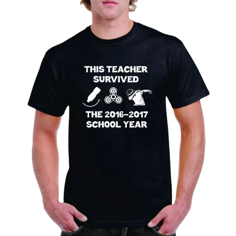 Funny This Teacher Survived T-Shirt Men's Summer Cotton Short Sleeve O-Neck T Shirt New S-3XL