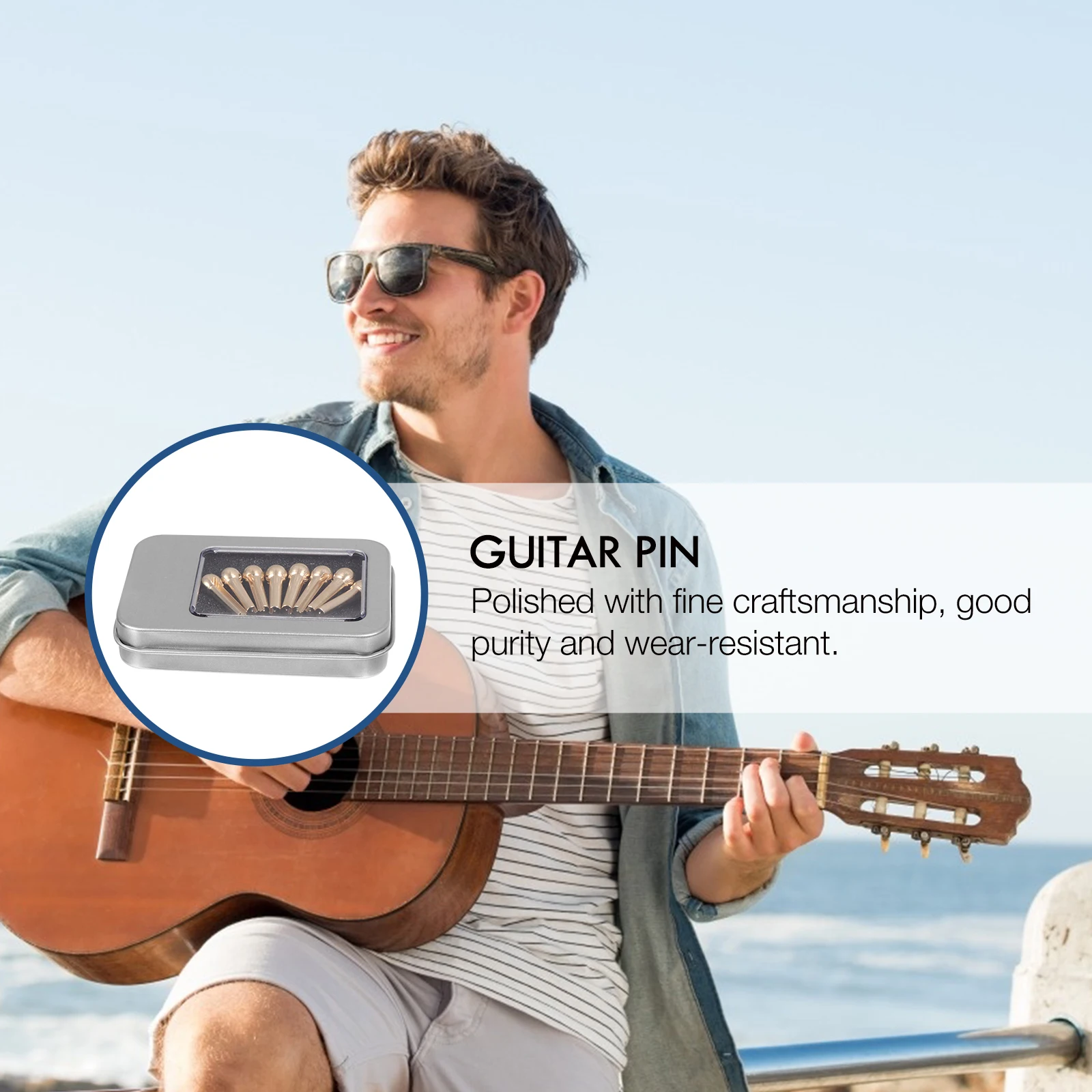 

8 Pcs Guitar Stringed Cone Lock Instrument Parts Component Replacement Pin Fittings Pure Copper Peg