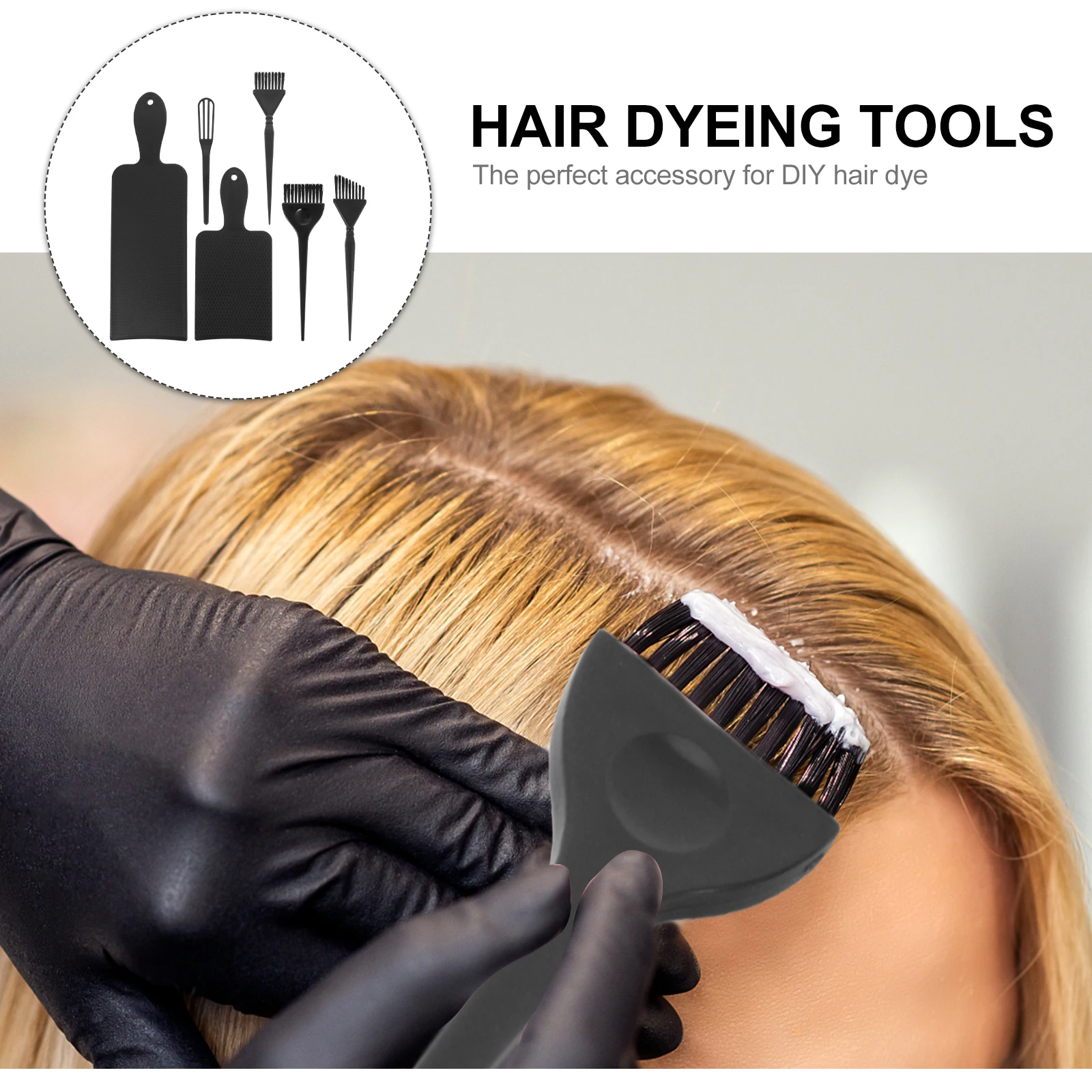 

6pcs Hair Coloring Kit Professional Plastic Tools Dyeing Brush Highlighting Board Comb Salon Use Long Term Beautiful Look Hair
