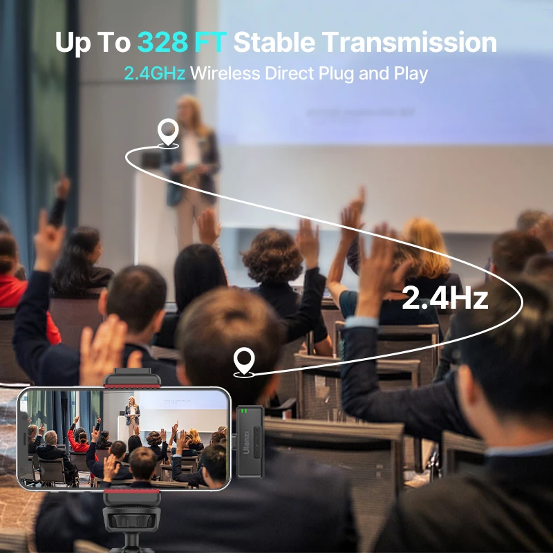 Ulanzi 2.4G Draadloze Lavalier Microfoon Systeem Voice Recording Pen Met Mof Audio Noise Verminderen Voor Iphone Android Smartphone