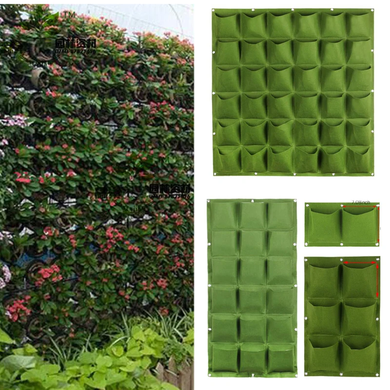 wall flower Grow Bags pocket vertical garden Planting Hanging home plant tools fabric Vegetable planter jardin growing pots