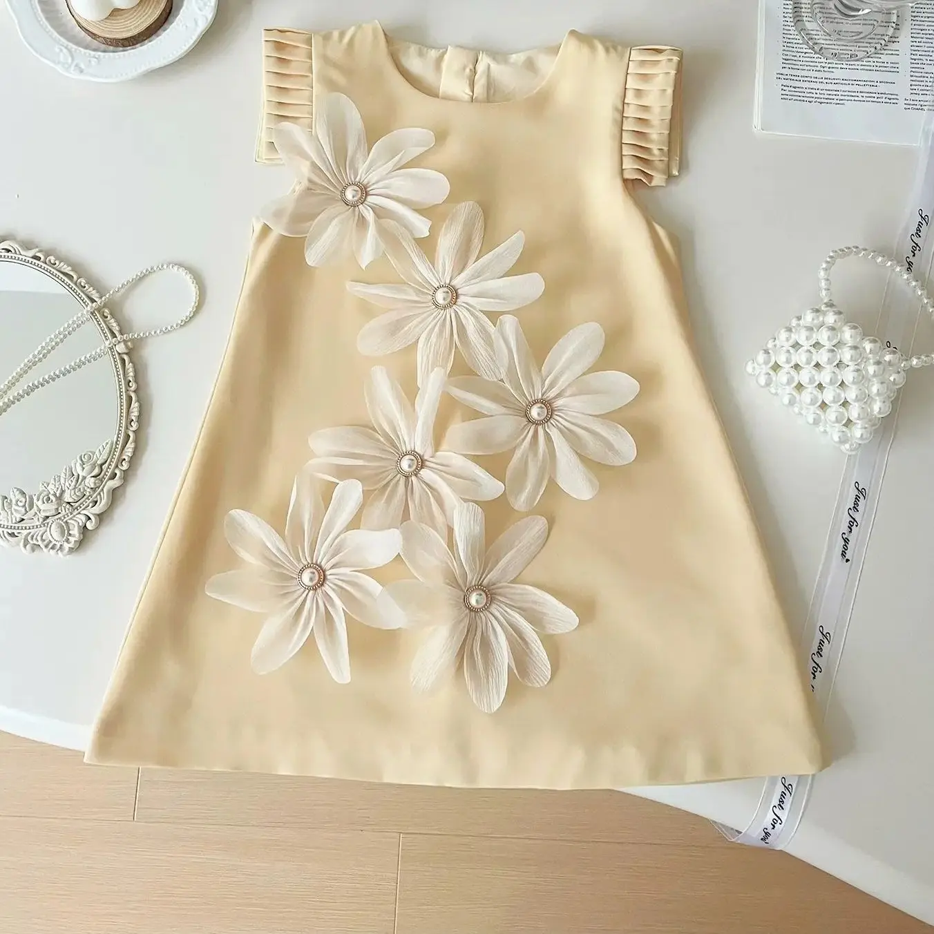

Girls' Multicolor H-Line Formal Dress Flower Girl Attire Party Gown Floral Embellishments Children's Formal Wedding Wear