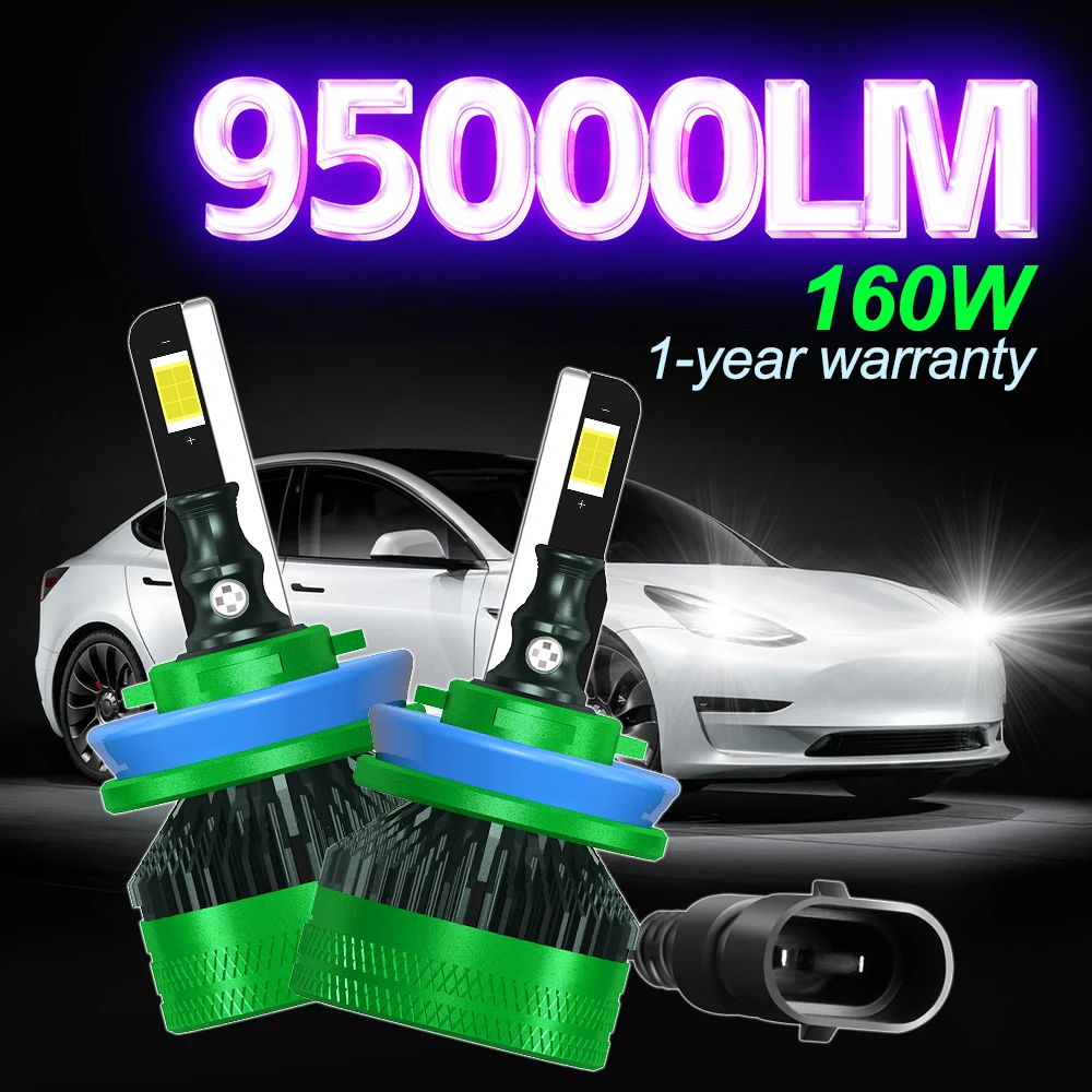 

Turbo 2Pcs 95000LM Car Headlight H4 H7 LED H11 9005 9006 H1 Auto Bulbs CSP Chip 160W Light Lamp 6000K 12V HB3 HB4 Plug and Play