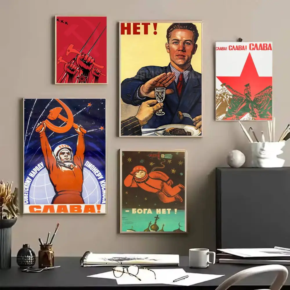 Painting Calligraphy HD Waterproof Canvas Poster Art: Aesthetic Wall Decor Home,Bar & More Vintage Russian Propaganda