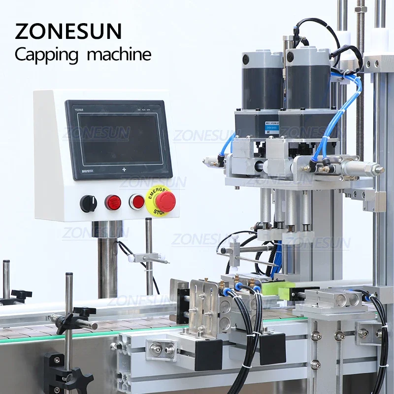 ZONESUN Automatic Bottle Capping Machines Pneumatic Pump Essential Oil Bottle Screw Capper Liquid Juice Cap Screw ZS-XG16