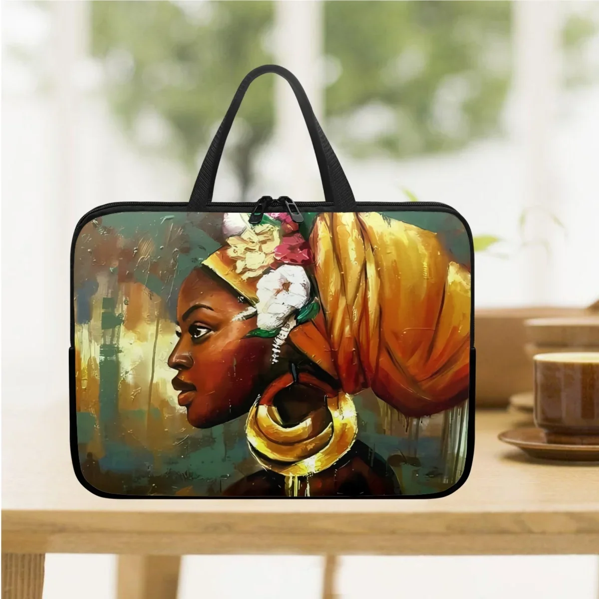 Soft Shockproof Computer Case 10 12 13 15 17Inch Pouch Fashion African Women Designer Casual Handle Laptop Bag PC Handbags Gift