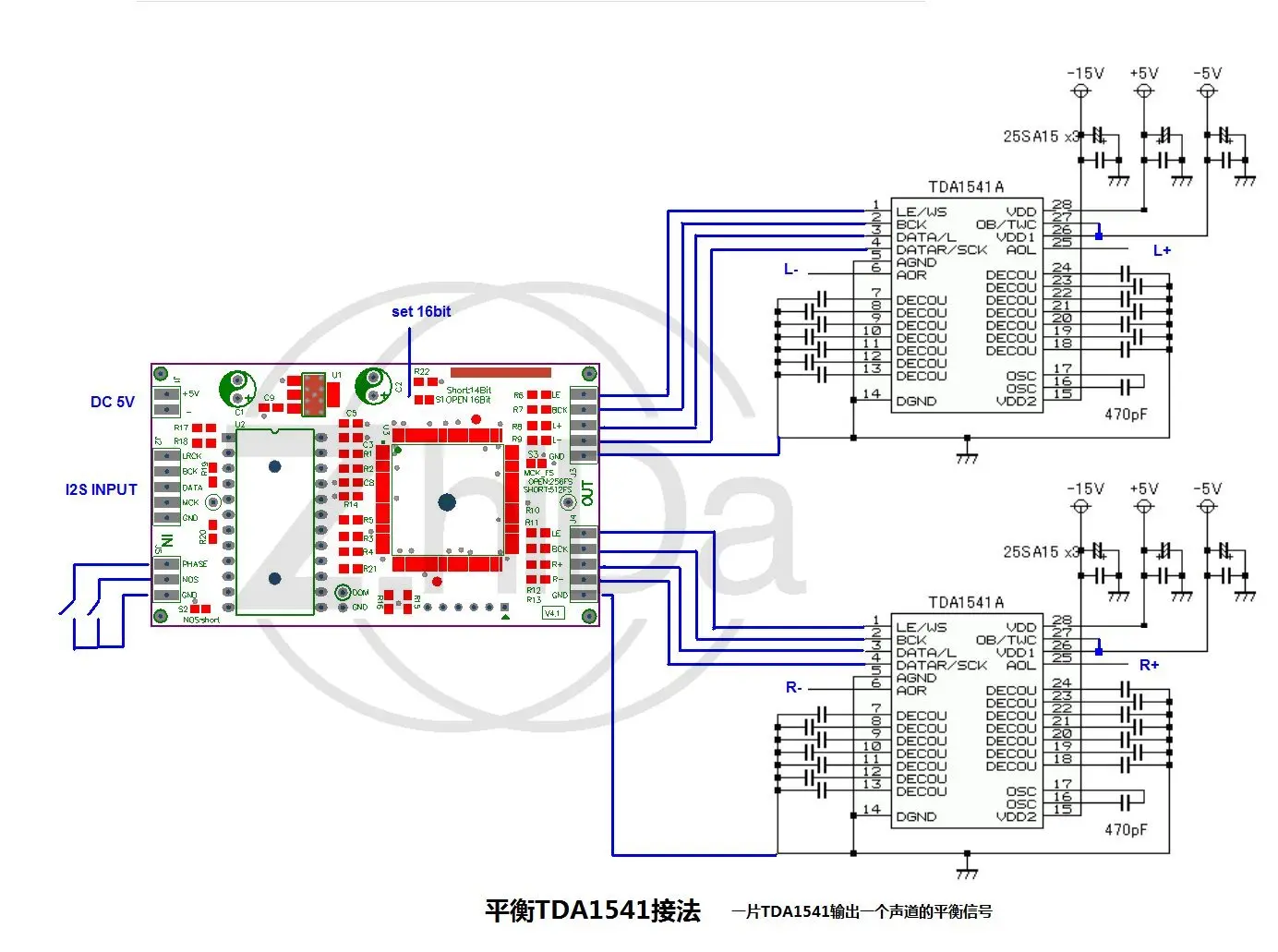 SAA7220 TDA1540 TDA1541 Format Conversion Driver Module V5, Support Up To 384KHz HiFi DAC Driver Board