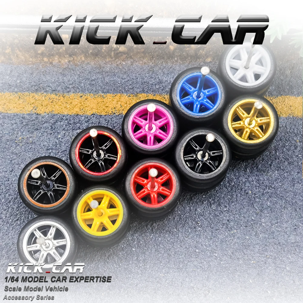 KICARMOD 1/64 ABS Wheels with Rubber Tire Various Styles Modified Parts 11mm Diameter For Model Car Racing Vehicle Toy Hotwheels