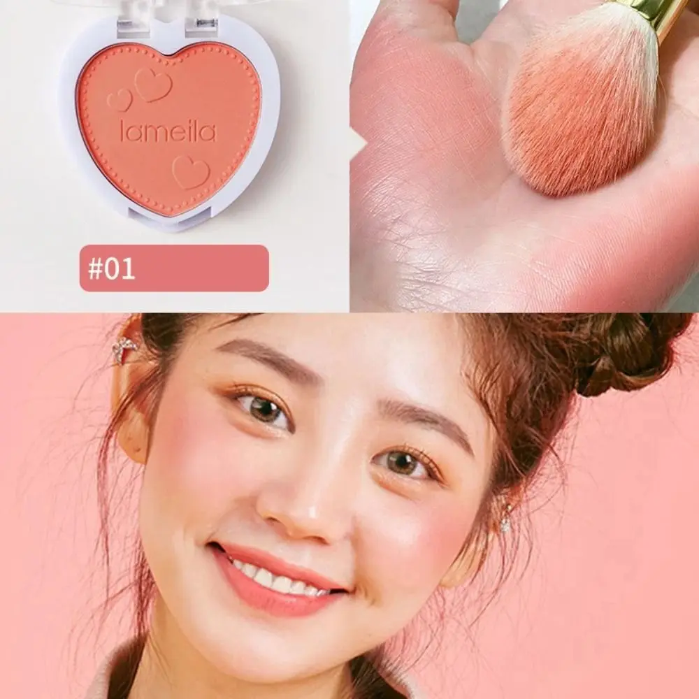 High Quality Heart-shaped Rose Cheek Tint Moist Matte Face Blusher Cosmetics Long Lasting Soft Texture Petal Blush Palette Women