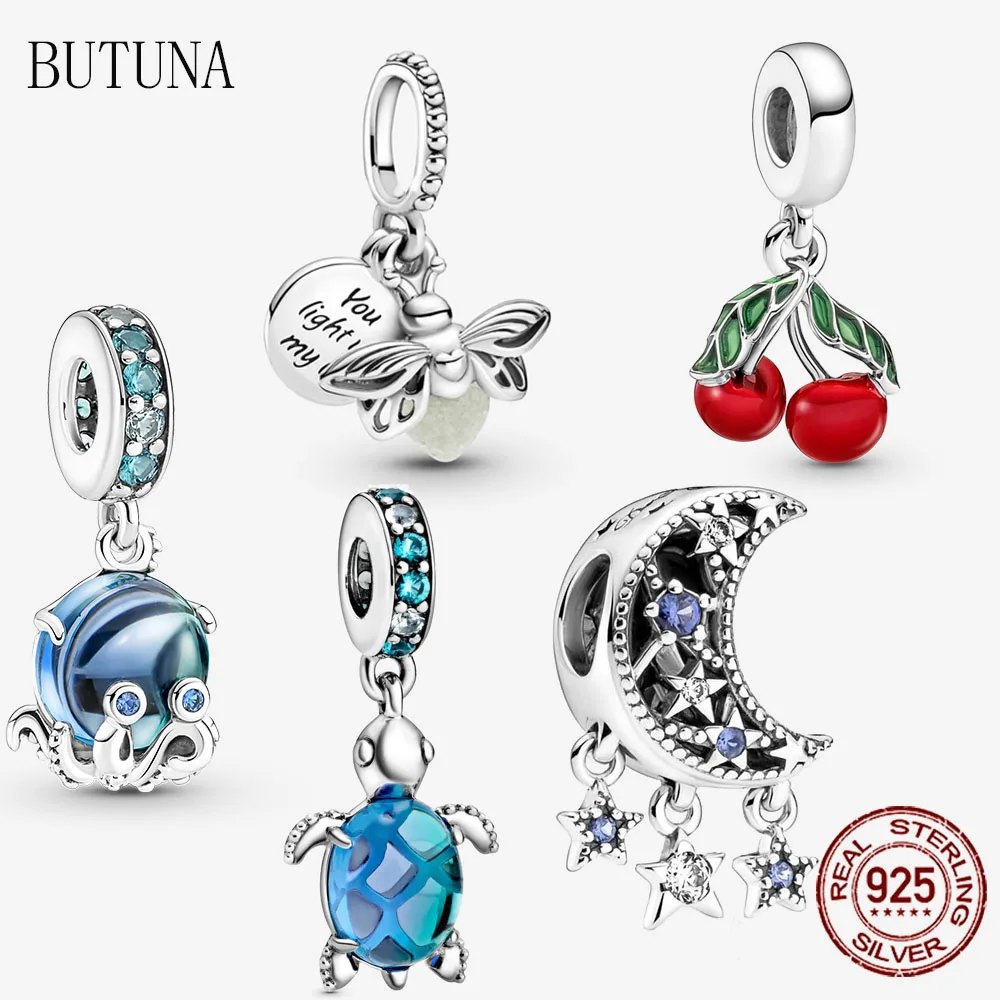 

Authentic 925 Sterling Silver Murano Glass Sea Turtle Charms Beads Fit Original Pandora Bracelet Jewelry DIY Gift Christmas