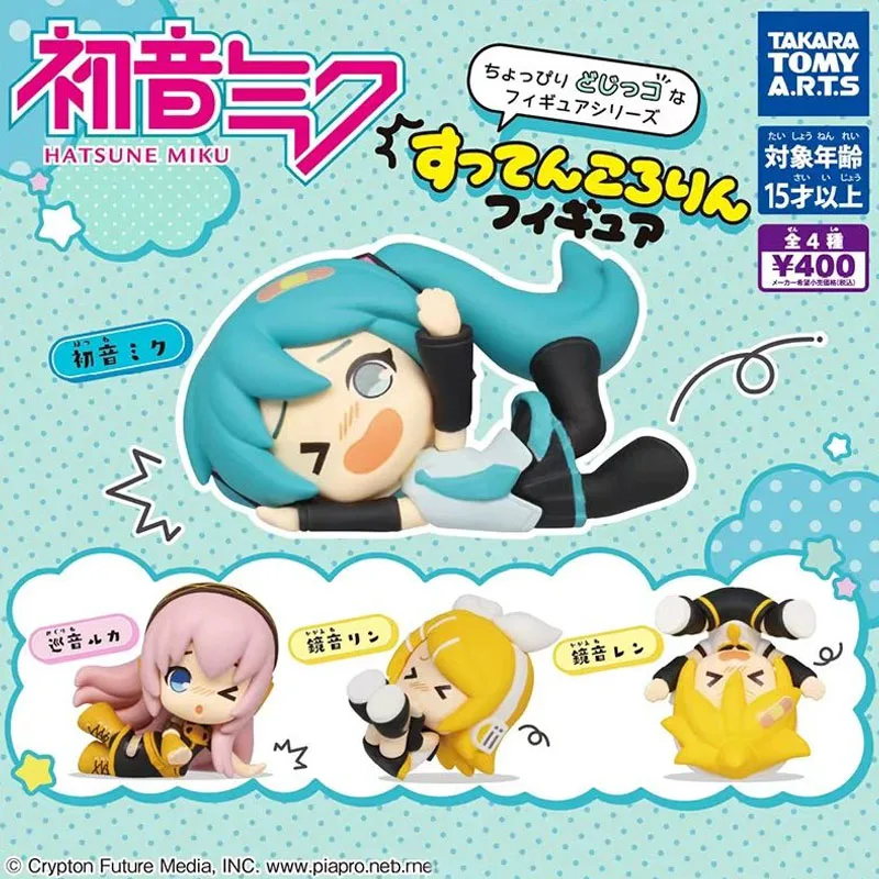 Anime Hatsune Miku Gashapon Toys Fall Down Styling Series Megurine Luka Kagamine Len Rin Figure Model Dolls Decoration Gifts