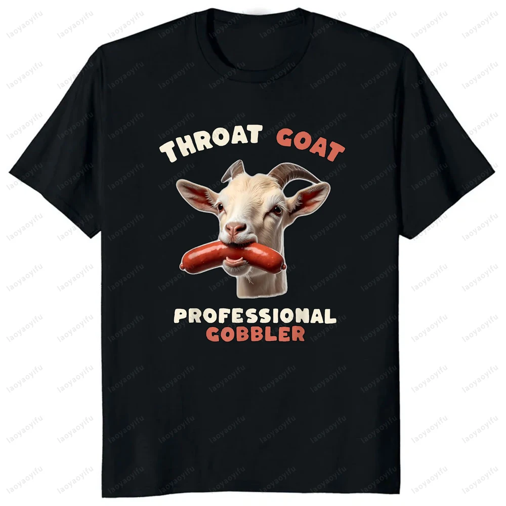 Throat Goat Retro Inappropriate Adult Funny Gag Memes T-Shirt Hip Hop Casual Fashion Streetwear Man Tshirt Hipster Summer Tees