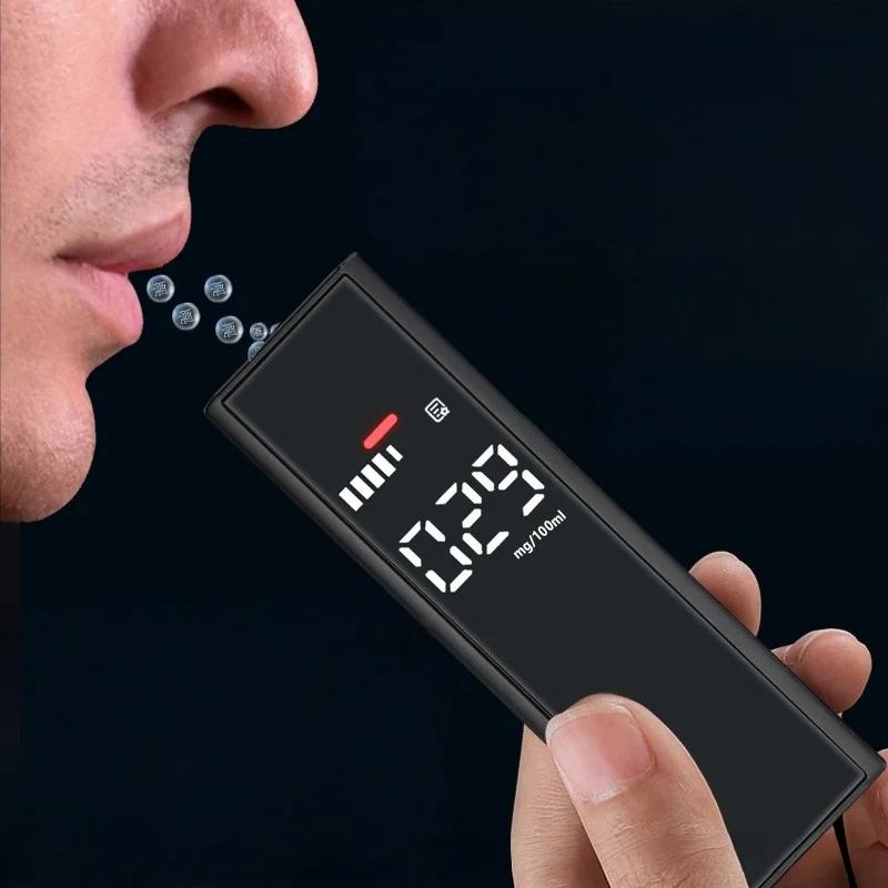 Probador de Alcohol negro, alcoholímetro electrónico con pantalla LCD, alcoholímetro recargable, herramientas de prueba de Alcohol en el aliento para el hogar