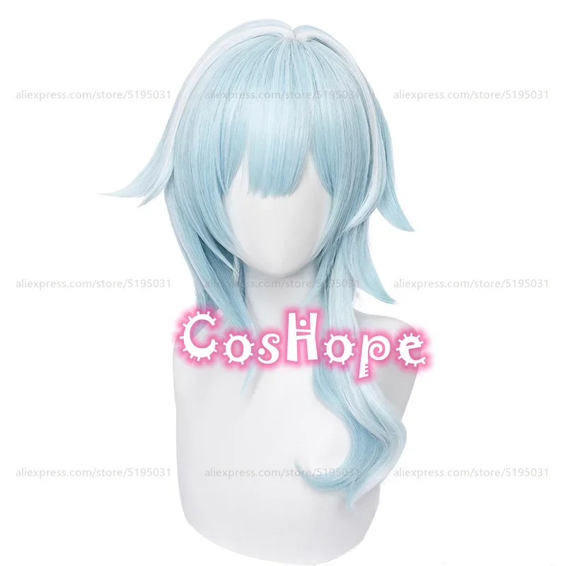 In Stock Eula Cosplay Wig Women 48cm Short Wig Blue White Wig Cosplay Anime Cosplay Wigs Heat Resistant Synthetic Wigs Halloween