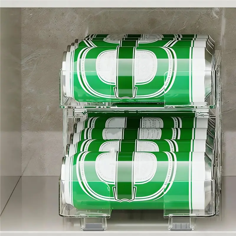 【ELECTRONIC-ACCESSORIES】Beverage Storage Box 1PC Double-Layer Stretchable Transparent Can Stacking Storage Rack Suitable For Hom